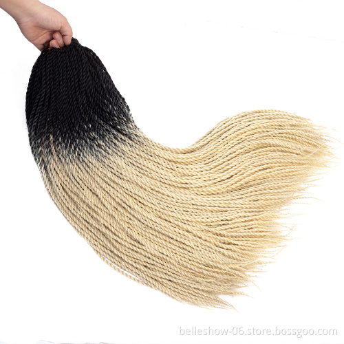 Hot sell 24 inch 20stands ombre synthetic braiding hair senegalese   crochet braid hair ombre braids